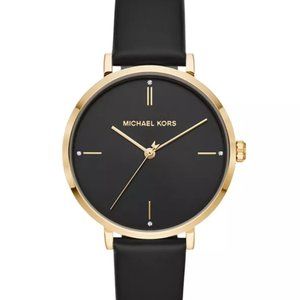 MICHAEL KORS Womens Jayne Black Leather Strap 38MM